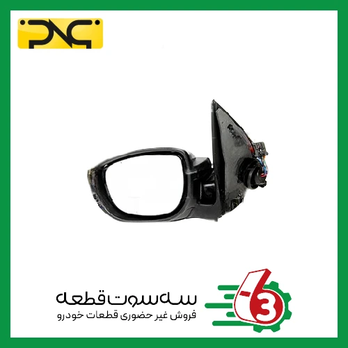 آینه کامل پژو 207 برقی سمت چپ با فلاپ سفید جهان پارت | ipnc